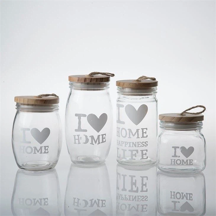 Candy Glass Jar Storage Jar With Wood Lid And Hemp Rope
