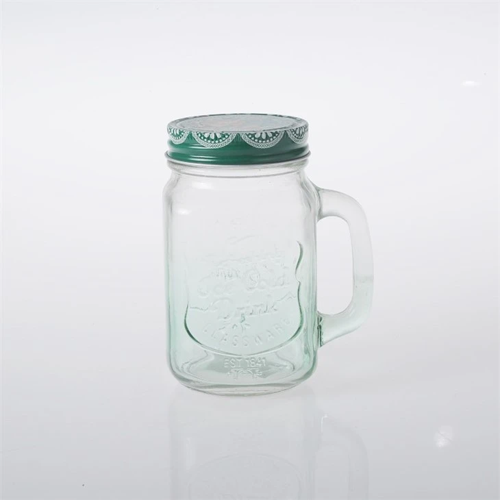 Glass Mason Jar With Metal Frame