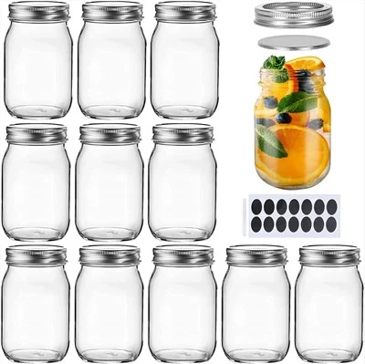 Glazen Mason Jar, set van 12 stuks