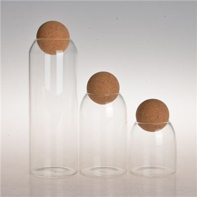 Helderglazen pot met kurkbal