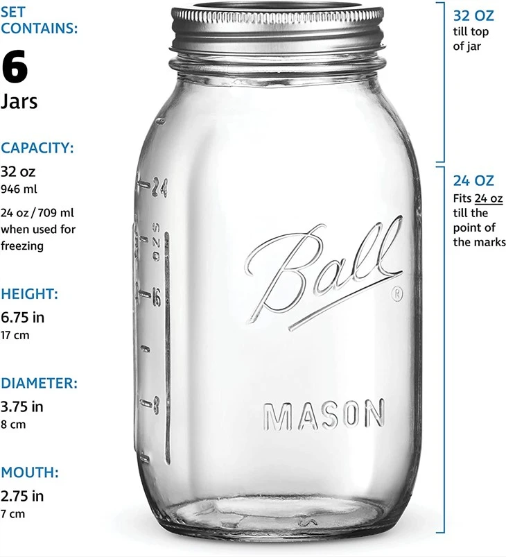 Mason Jar 32 OZ