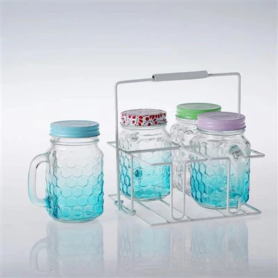 Blauwe Mason Jar drinkglazen