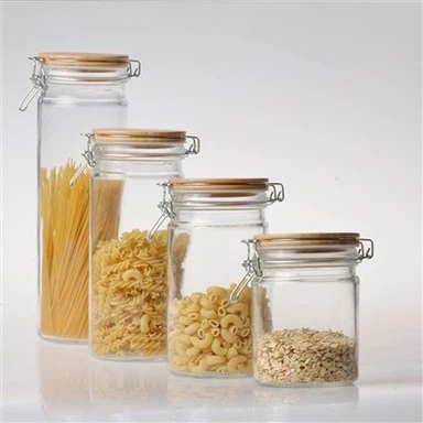 Hoge glazen bus met deksel