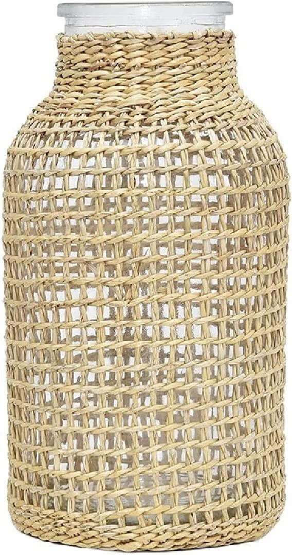 Straw Decorative Glass Vase