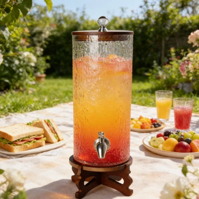 Cilindrische boom-Dispenser van getextureerd glas
